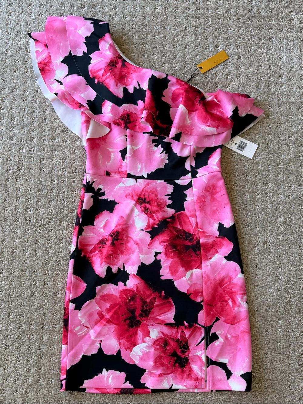 NWT Alexia Admor One-Shoulder Pink Floral Sheath Dress, Size XS